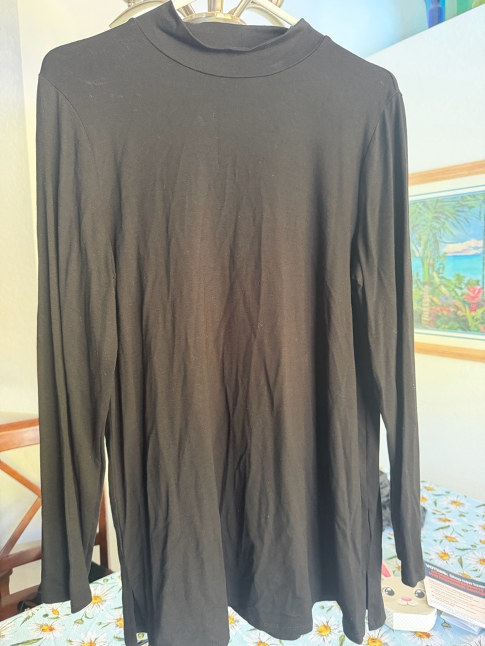 new directions Black Long-Sleeve Mock Neck Shirt